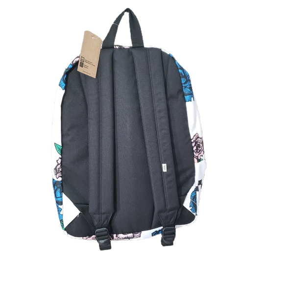 New Vans Realm White Pink Floral Backpack Bookbag - Picture 2 of 4